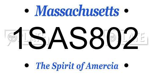1SAS802 Massachusetts License Plate