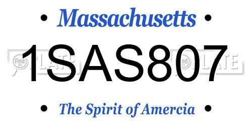 1SAS807 Massachusetts License Plate