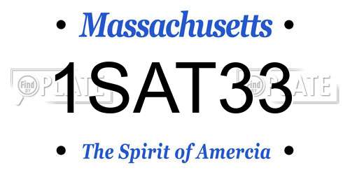 1SAT33 Massachusetts License Plate