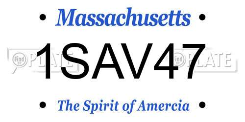 1SAV47 Massachusetts License Plate