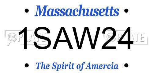 1SAW24 Massachusetts License Plate