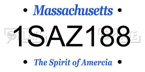 1SAZ188 Massachusetts License Plate