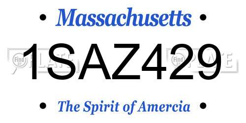 1SAZ429 Massachusetts License Plate