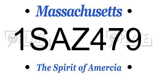 1SAZ479 Massachusetts License Plate