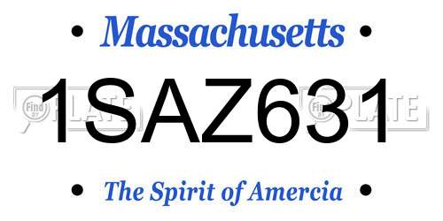 1SAZ631 Massachusetts License Plate