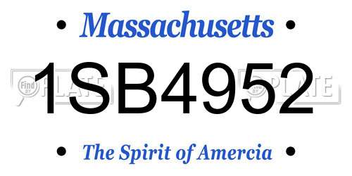 1SB4952 Massachusetts License Plate