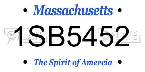 1SB5452 Massachusetts License Plate