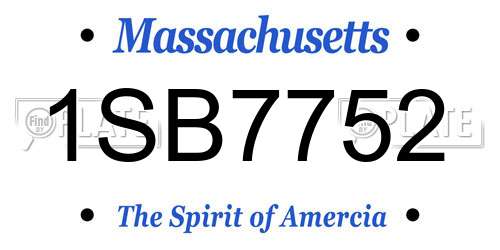 1SB7752 Massachusetts License Plate
