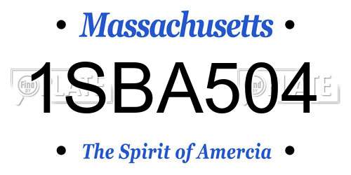 1SBA504 Massachusetts License Plate