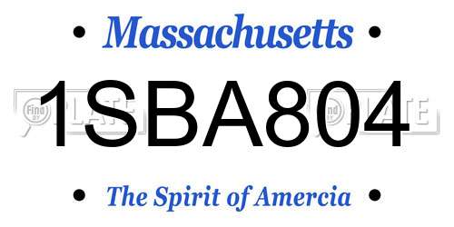 1SBA804 Massachusetts License Plate