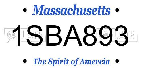 1SBA893 Massachusetts License Plate