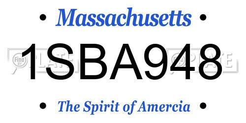 1SBA948 Massachusetts License Plate