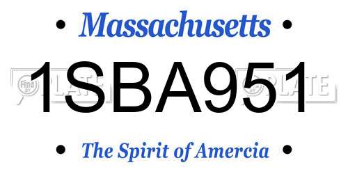 1SBA951 Massachusetts License Plate