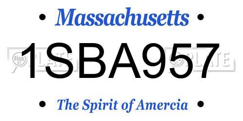 1SBA957 Massachusetts License Plate