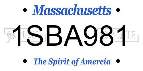 1SBA981 Massachusetts License Plate