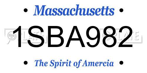 1SBA982 Massachusetts License Plate