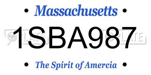 1SBA987 Massachusetts License Plate