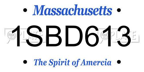 1SBD613 Massachusetts License Plate