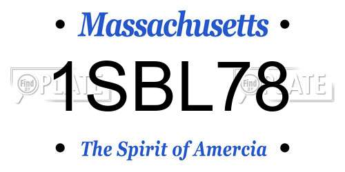 1SBL78 Massachusetts License Plate