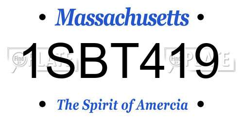 1SBT419 Massachusetts License Plate