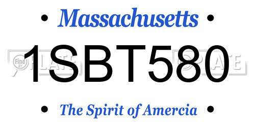 1SBT580 Massachusetts License Plate