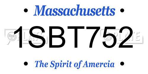 1SBT752 Massachusetts License Plate
