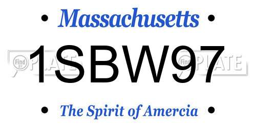 1SBW97 Massachusetts License Plate
