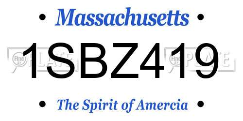 1SBZ419 Massachusetts License Plate