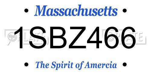 1SBZ466 Massachusetts License Plate