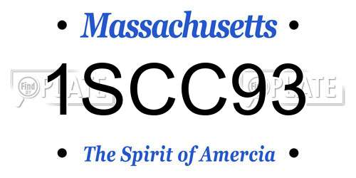 1SCC93 Massachusetts License Plate