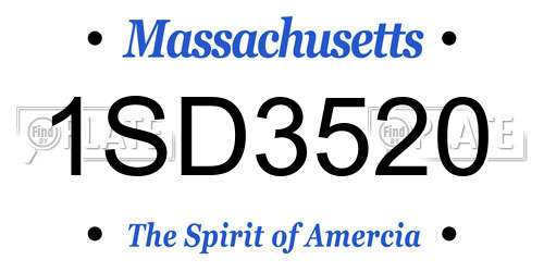 1SD3520 Massachusetts License Plate