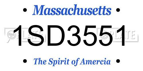 1SD3551 Massachusetts License Plate