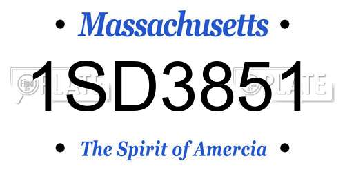 1SD3851 Massachusetts License Plate