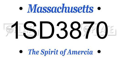 1SD3870 Massachusetts License Plate