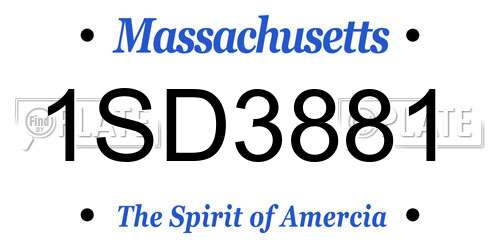 1SD3881 Massachusetts License Plate