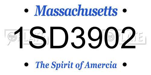 1SD3902 Massachusetts License Plate