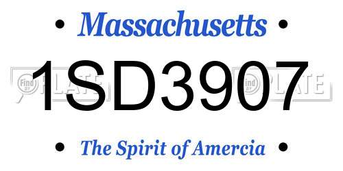 1SD3907 Massachusetts License Plate