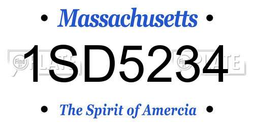 1SD5234 Massachusetts License Plate