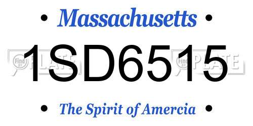 1SD6515 Massachusetts License Plate