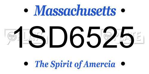 1SD6525 Massachusetts License Plate