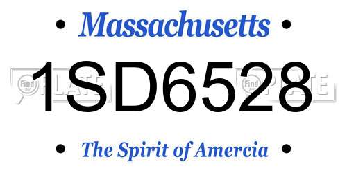 1SD6528 Massachusetts License Plate