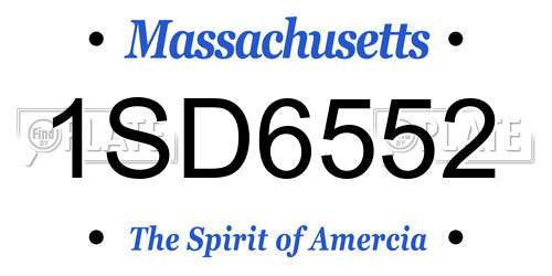 1SD6552 Massachusetts License Plate