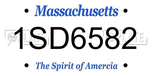 1SD6582 Massachusetts License Plate