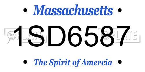 1SD6587 Massachusetts License Plate