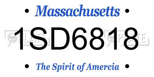 1SD6818 Massachusetts License Plate
