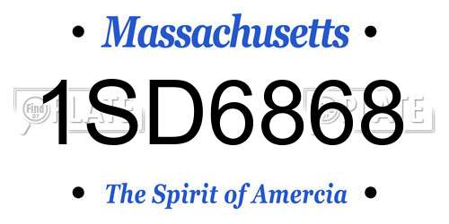 1SD6868 Massachusetts License Plate