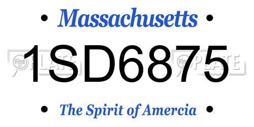 1SD6875 Massachusetts License Plate