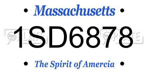 1SD6878 Massachusetts License Plate