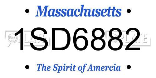 1SD6882 Massachusetts License Plate