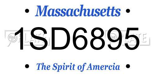 1SD6895 Massachusetts License Plate